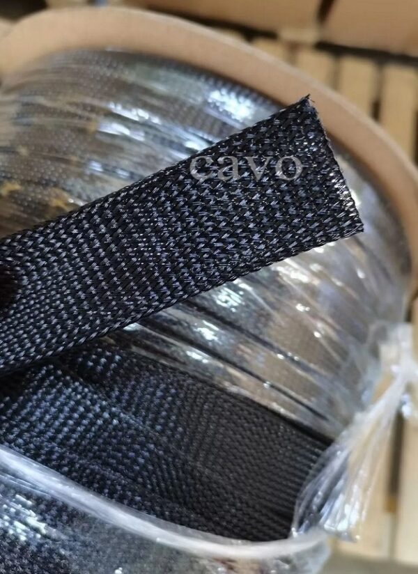 CAVO Expandable Braided PET Black Cable Sleeve, 12mm Diameter, 100m Length